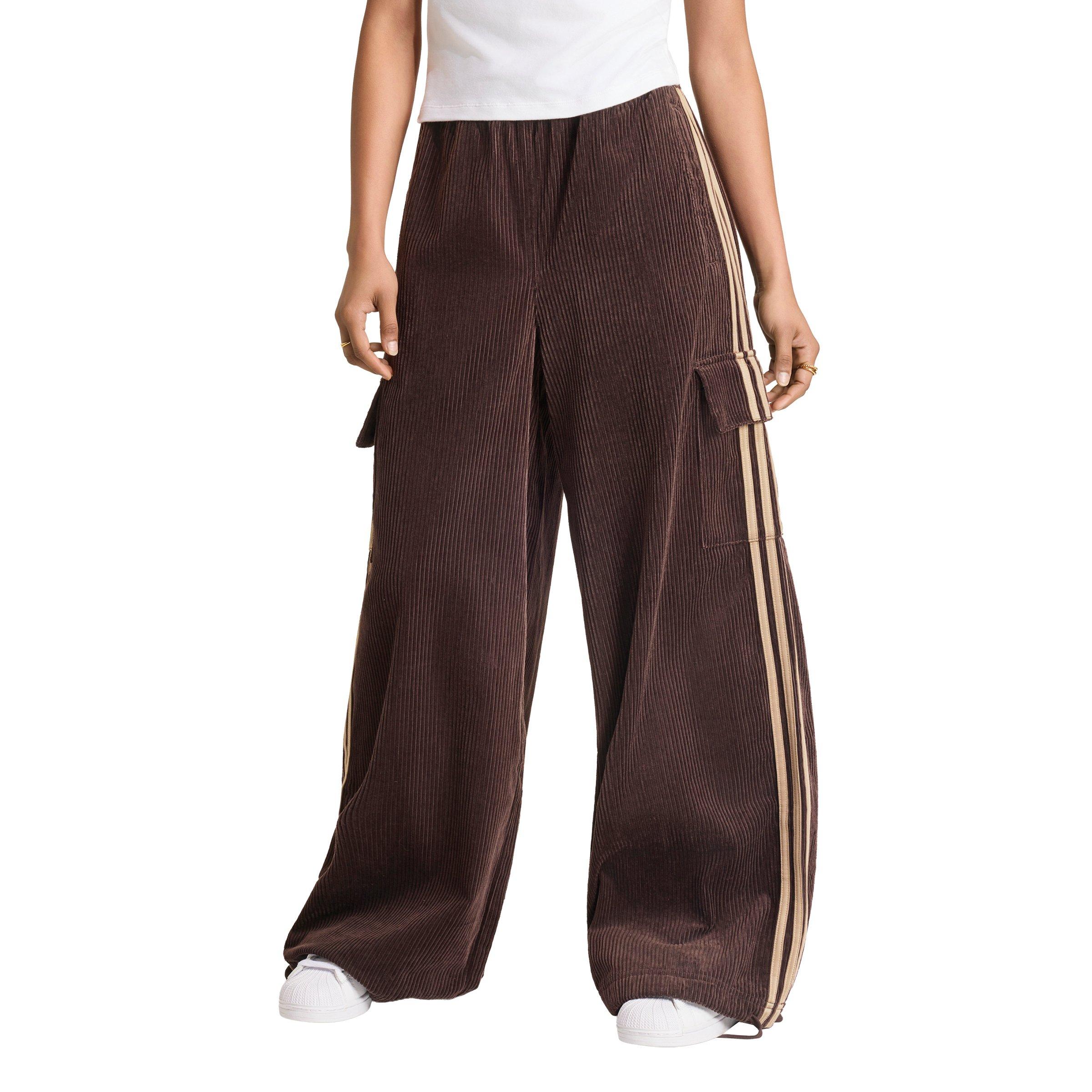 adidas Originals Women's Corduroy 3-Stripes Cargo Pants - Brown - BROWN
